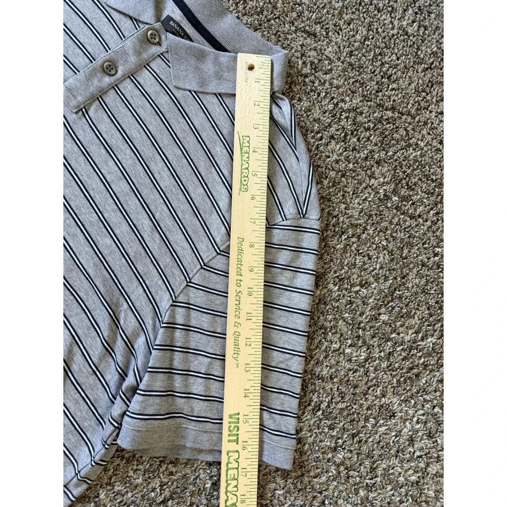 Banana Republic Lux Touch Polo 2XL Tall Gray Striped